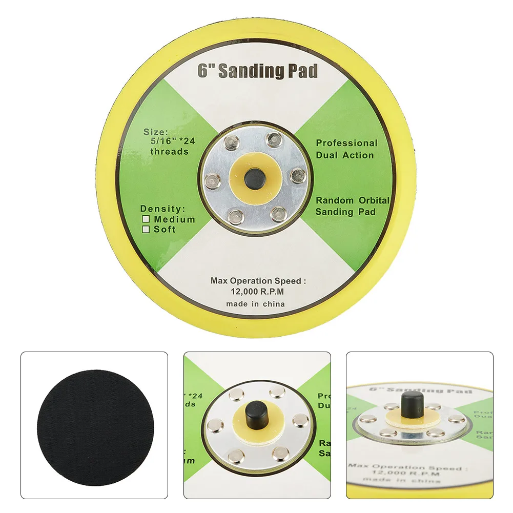 空気圧エアサンダー用研磨サンディングディスク、電気グラインダー、金属加工オービタルサンダー、バッキングパッド、1- 6 "、1個