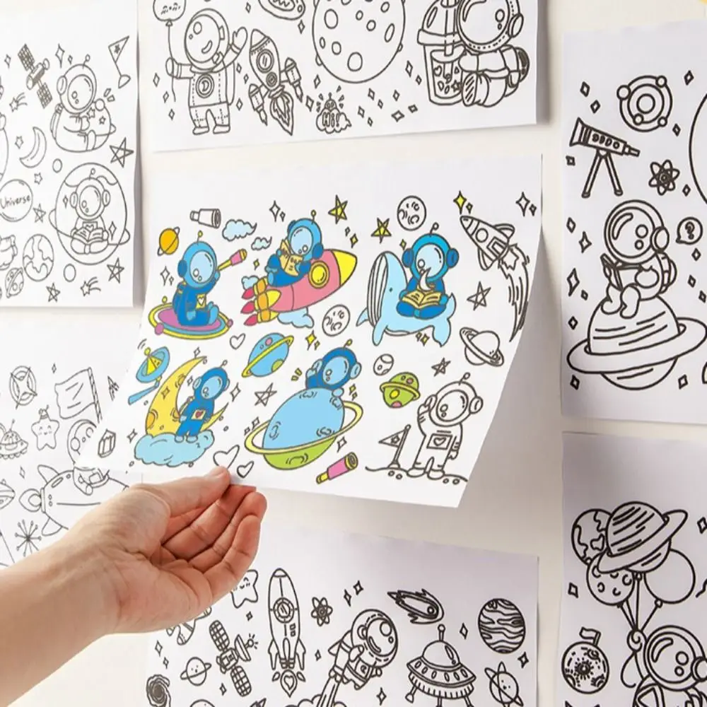 Livre d'activités de coloriage en papier Montessori pour enfants, espace animal, jouet de remplissage de documents, portable, enfants, tout-petits