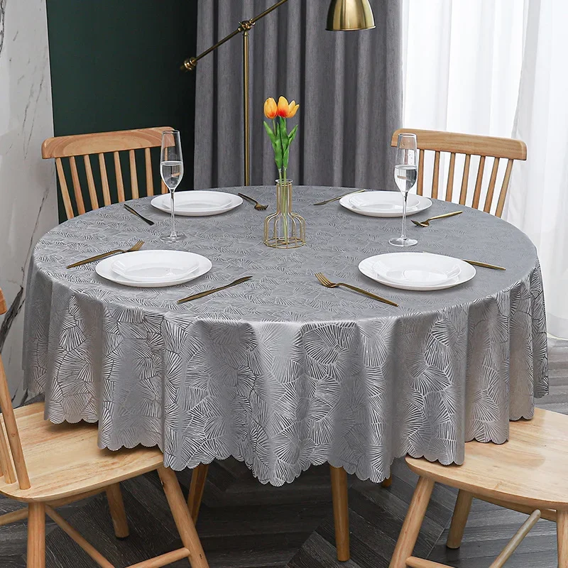 Wipe-clean Dining Table Cloth Banquet Round Table PU Tablecloth Waterproof Oil Resistant Heat-resistant Household Cover Cloth