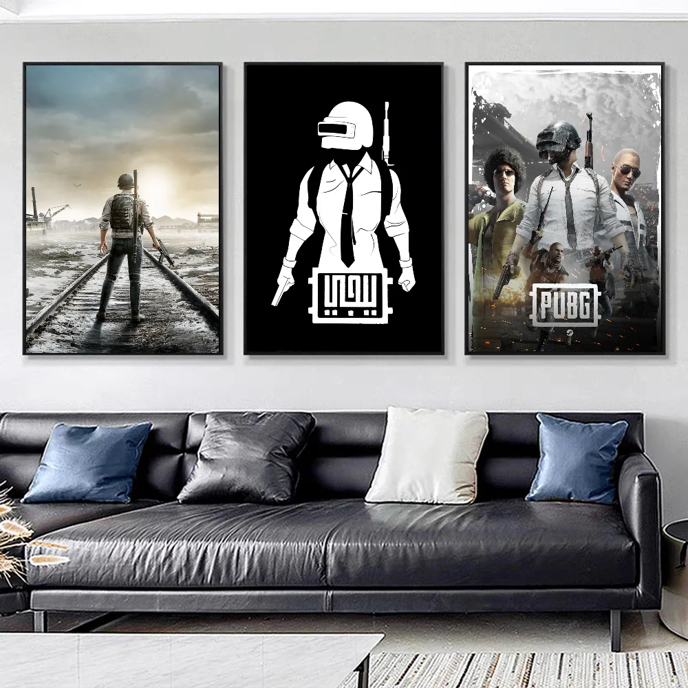 P-PUBG GAME Poster Anime Anime Posters Sticky HD Quality Wall Art Retro Posters for Home Kawaii Room Decor