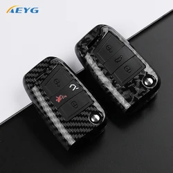 ABS Carbon Fiber Car Key Case Cover Fob For VW Volkswagen Golf 7 MK7 Tiguan MK2 For SEAT Ateca Leon FR 2 Ibiza For Skoda Octavia