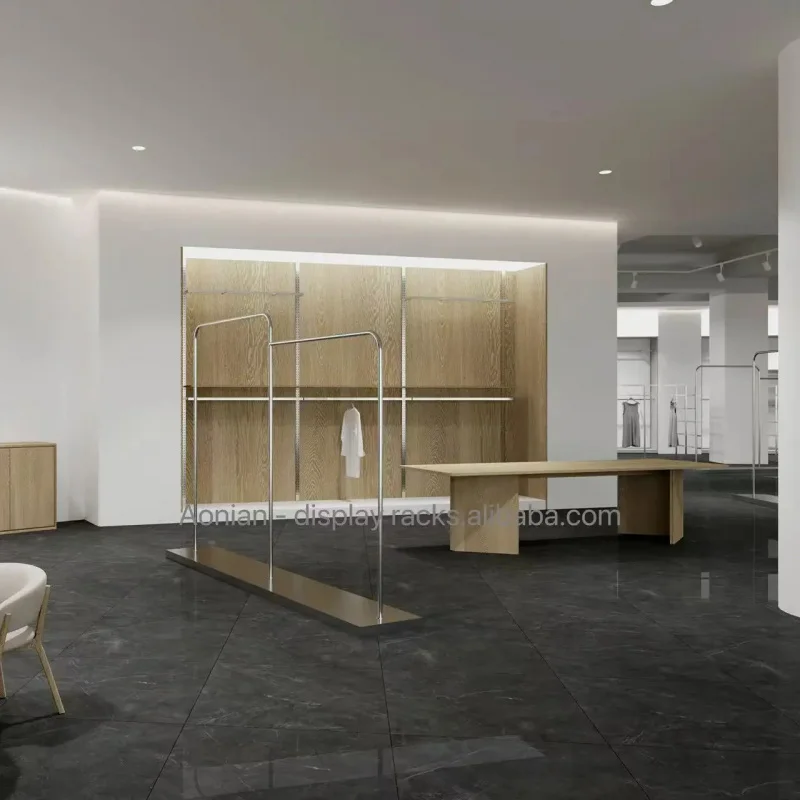 custom.Stainless Steel Clothing Shop Commercial Garment Clothes Racks Silver Luxury Clothing Display Rack Clothing Sto