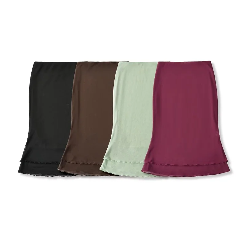 High Waist Slimming Fish Tail Skirt mid Length Asymmetrical Pure Desire Mesh Paneling Women's Bodycon Skirt Summer 2026