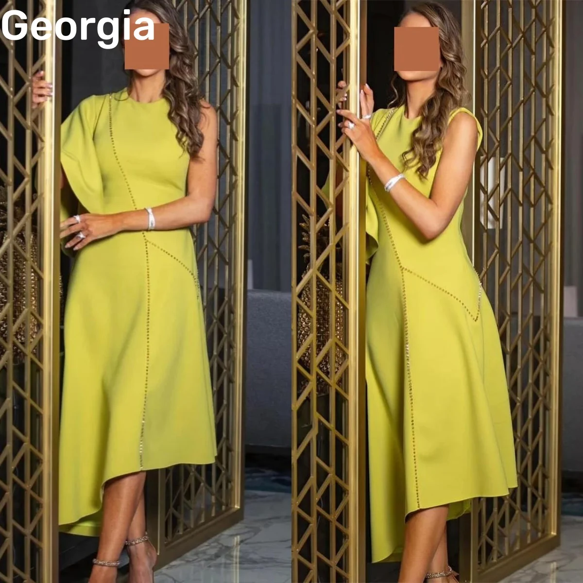 

Свадебное платье на заказ, трапециевидное платье с бусинами и овальным вырезом, роскошное вечернее платье в Дубае, элегантные платья без рукавов чайной длины