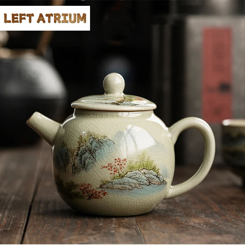 Landschaft Keramik Wasserkocher Vintage Teekanne Teezeremonie Set Milch Oolong Tee Krawatte Guan Yin Jasmin Antikes Teegeschirr Typ