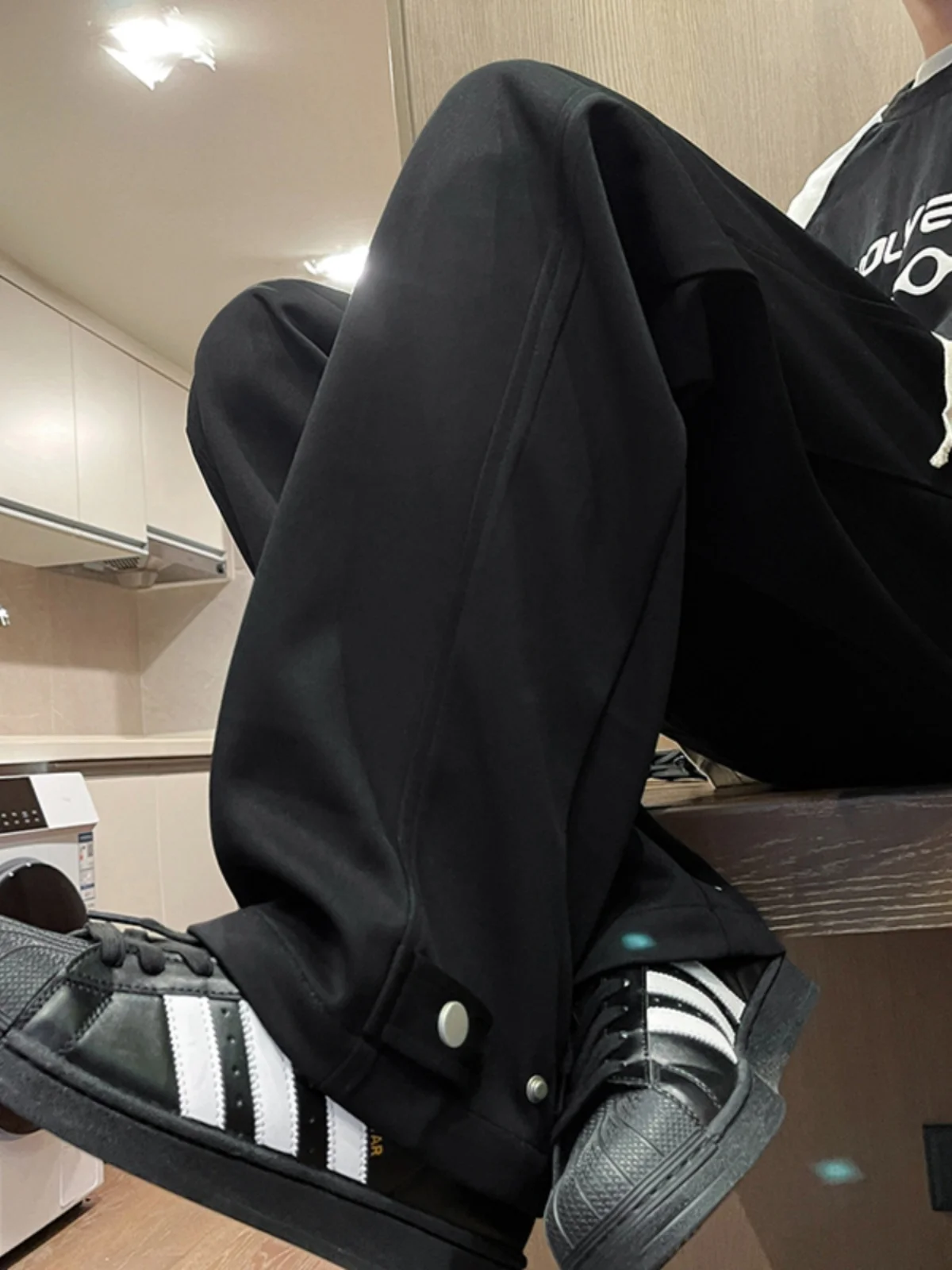 

Bla Straight Leg Spor Casual Pants for Men American High Street Hiphop Long Trousers Drapey Wide Leg Sweatpants