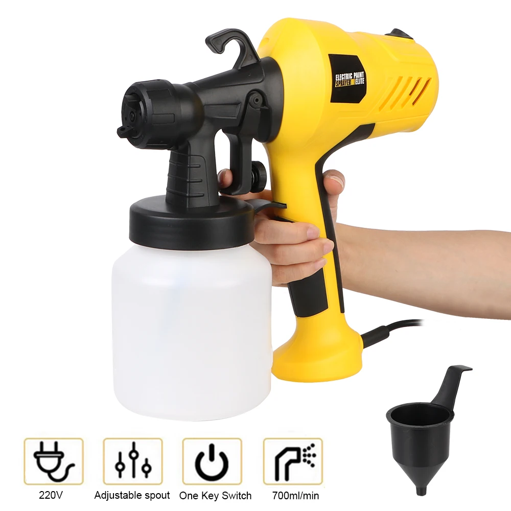 Pulverizador de pintura eléctrico con olla de pintura, herramientas eléctricas, Control de flujo, aerógrafo, enchufe europeo, alta potencia, 800 ML,