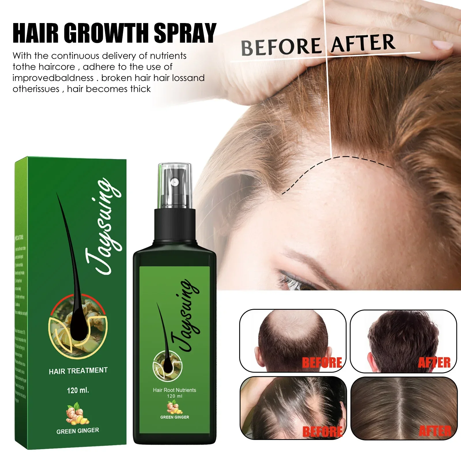 120ml Jaysuing Hair Growth Oil Strong hair Scalp Massage Liquid Fast Growing Germinal Anti-loss Treatment Serum Hair Lotion