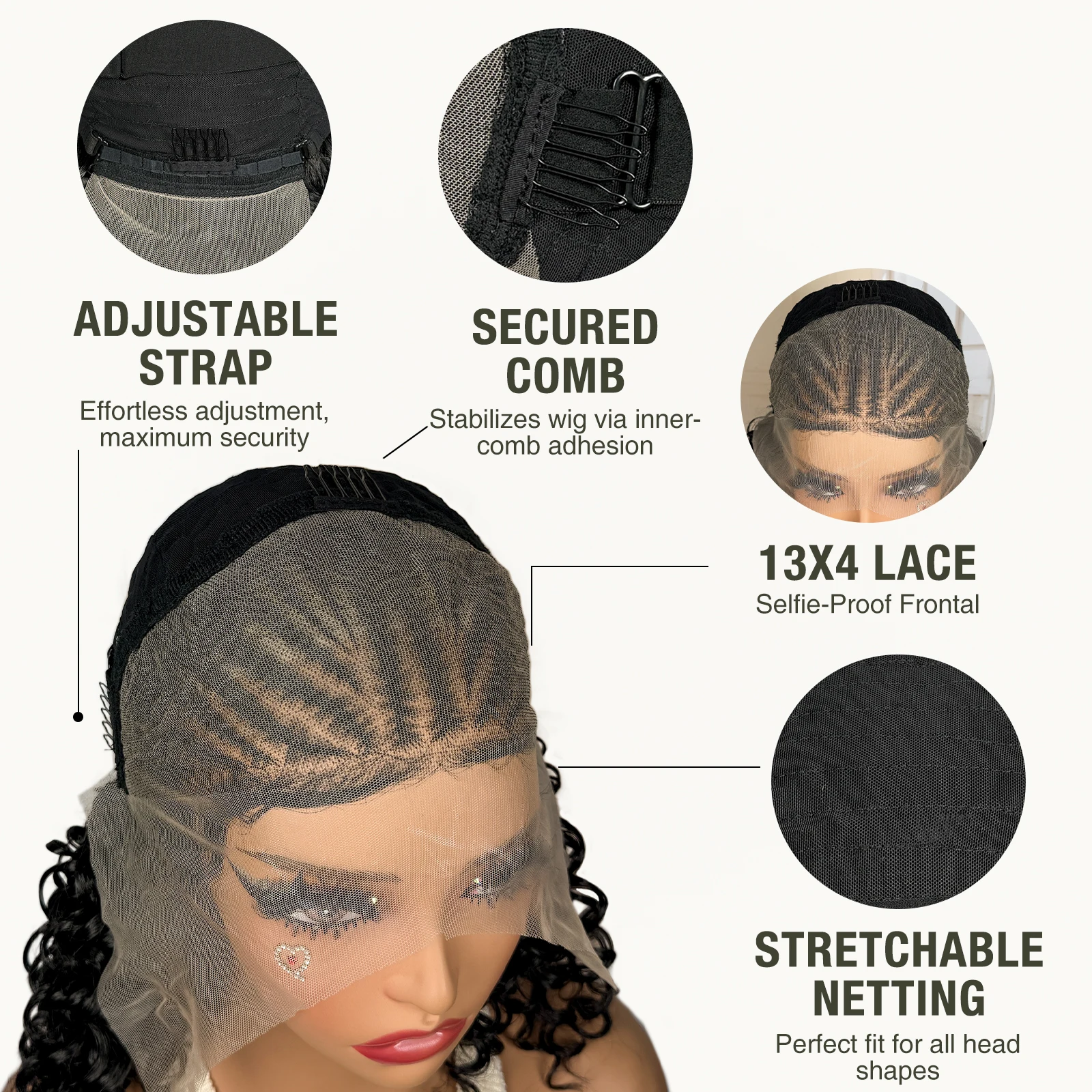 16inch African Braided Hair Wigs Synthetic 13x4 Lace Frontal Cornrow Braids Wig Short Braiding Wig  for Black Women image 4