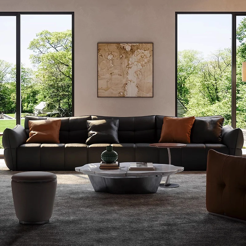 m Genuine Leather Modern Sofas Minimalist Luxury Bedrooms Relax Armchairs Sofas Elegant Straight Divani Da Soggiorno Accessories