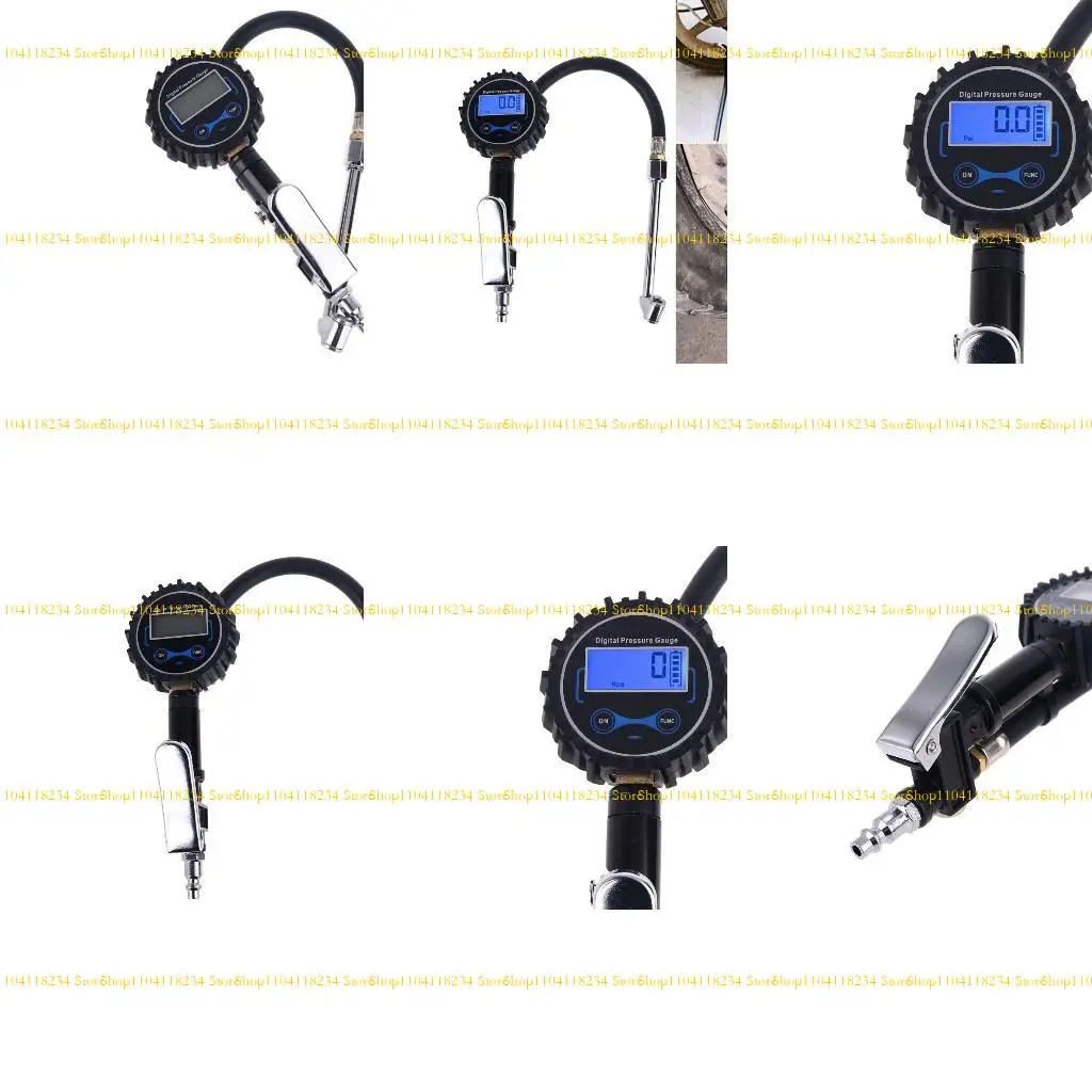 

P9FB Tire Inflator with Gauge Tire Pressure Gauge Inflator 255PSI Dual for Head Air Chuck Air Compressor Accessories 1/4" NPT