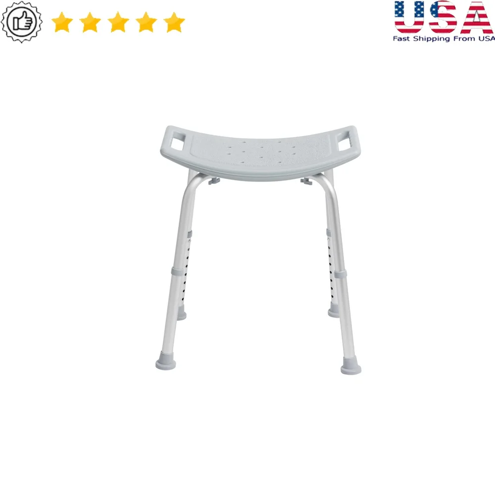 

Aluminum Shower Bench Tub Chair Lightweight Adjustable Bathing Aid with Suction Tips Drainage Holes Easy Assembly Safe Support