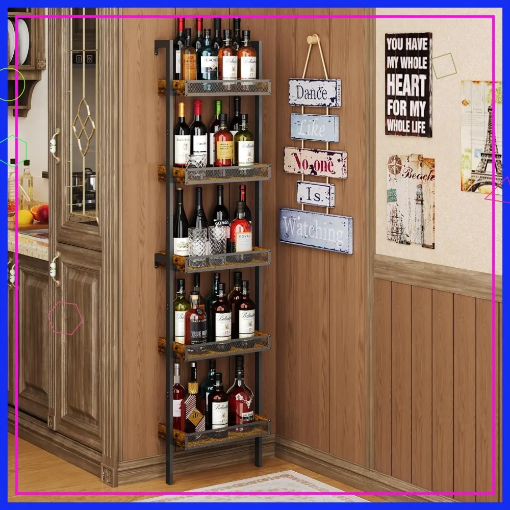

5-уровневая отдельно стоящая винная полка вмещает 50 бутылок, настенная с заборами для хранения в кухонном баре