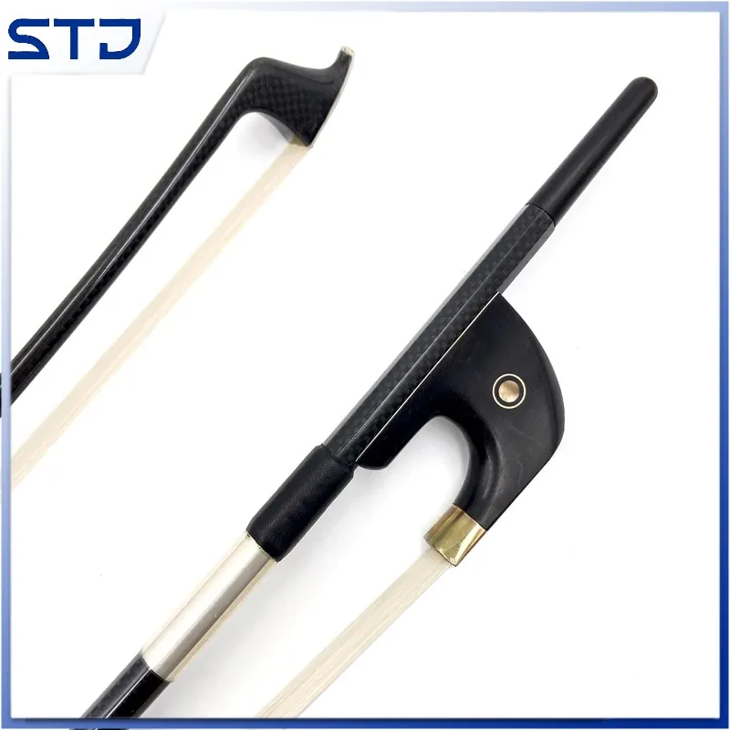 New light plaid carbon Germany style Fiber 3/4 double bass bow，black plaid Grid carbon Fiber, Good quality Siberian horsetail