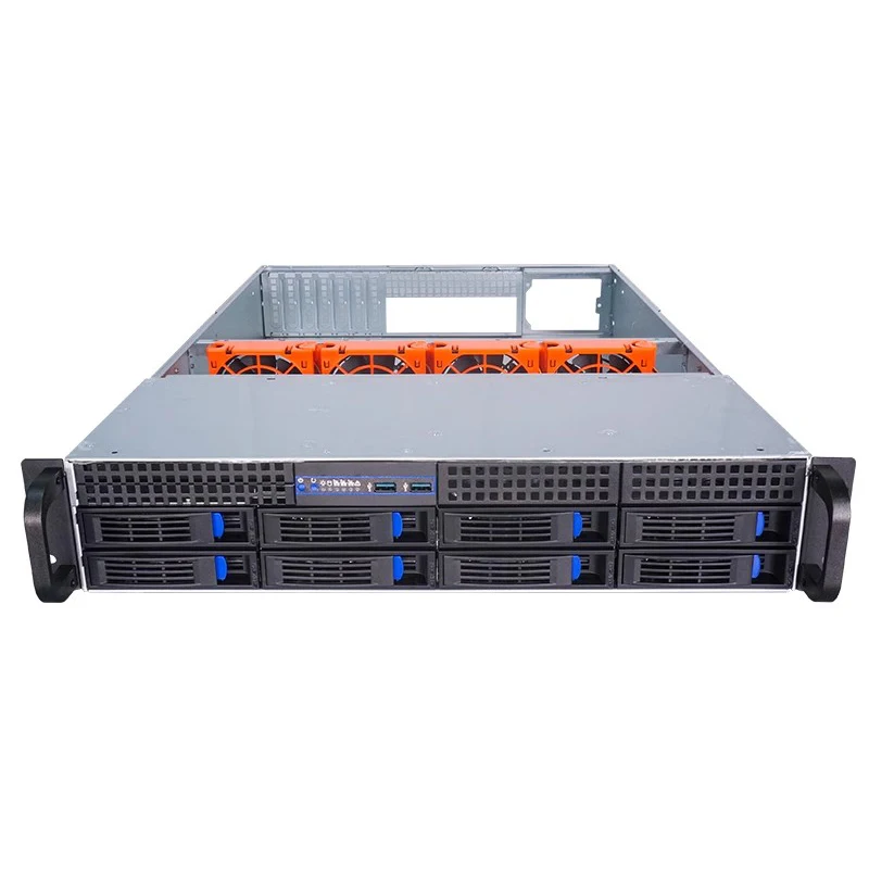 Server 2U 8bays Hersteller Server Rackmount Servergehäuse Sgcc Steel 1,2 mm SAS/SATA Backplane mit optionaler Schnittstelle