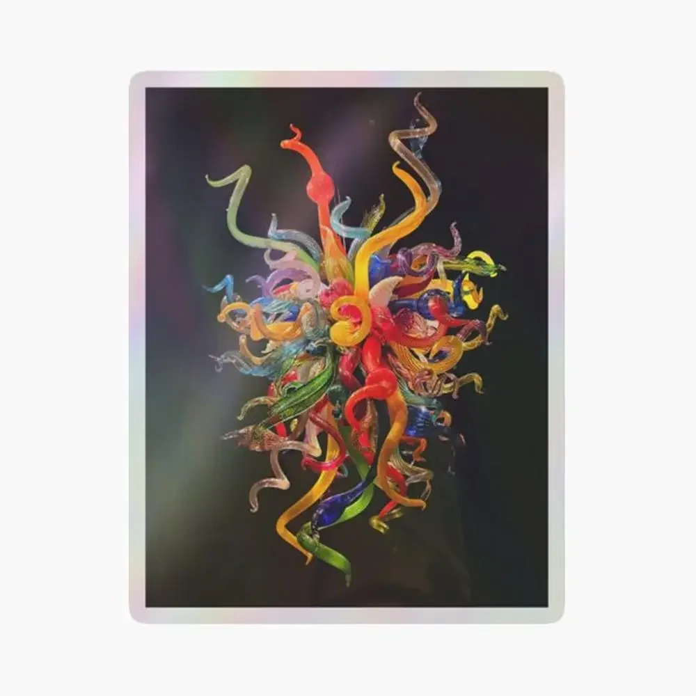 

Люстры Чихули, голографическая наклейка для декора ноутбука, спальни, автомобиля, милый мультяшный арт, модный общественный чемодан