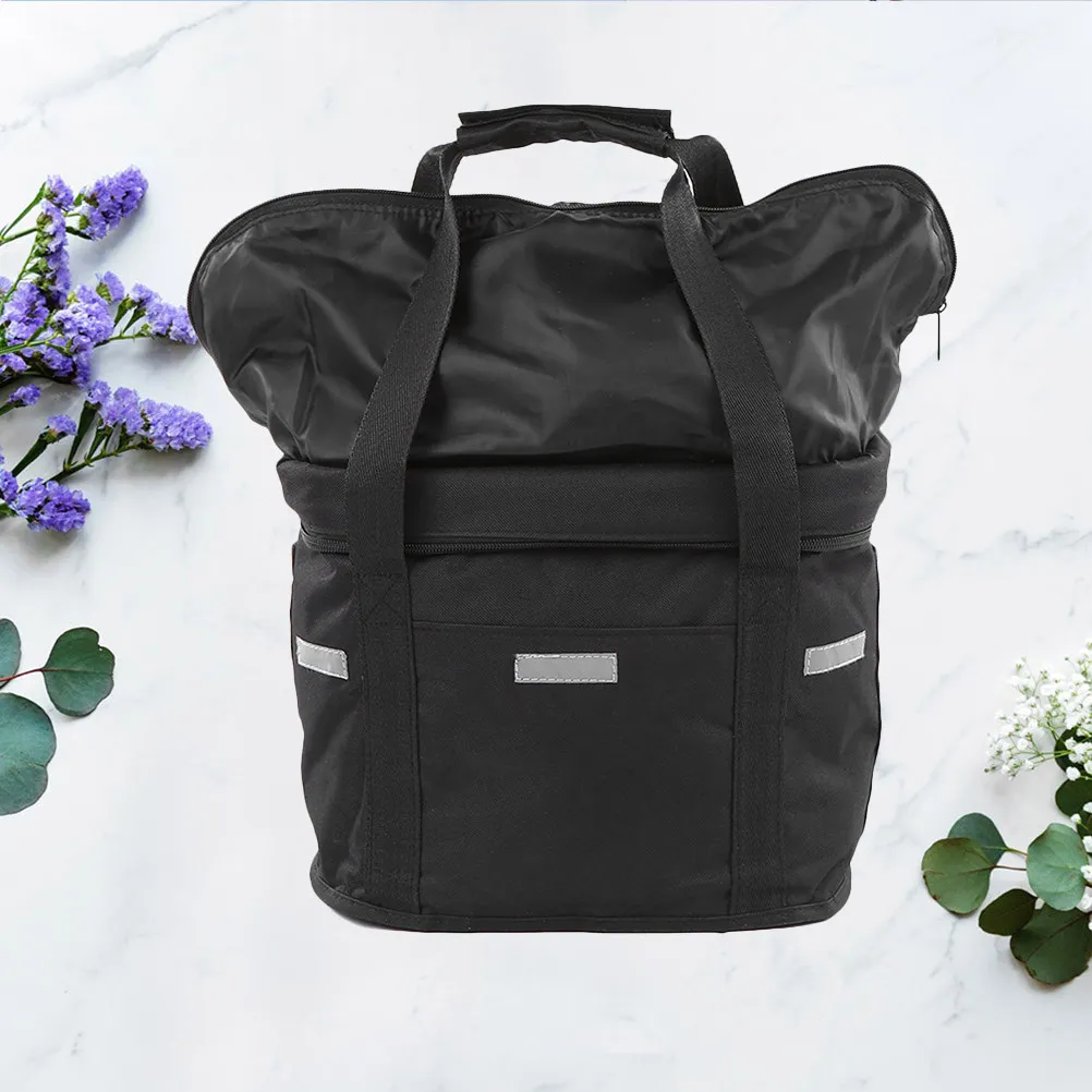 

Portable Foldable Front Bike Basket Bag Black Waterproof Canvas Quick Release Buckle for Cycling Shopping Picnic Outdoor Use