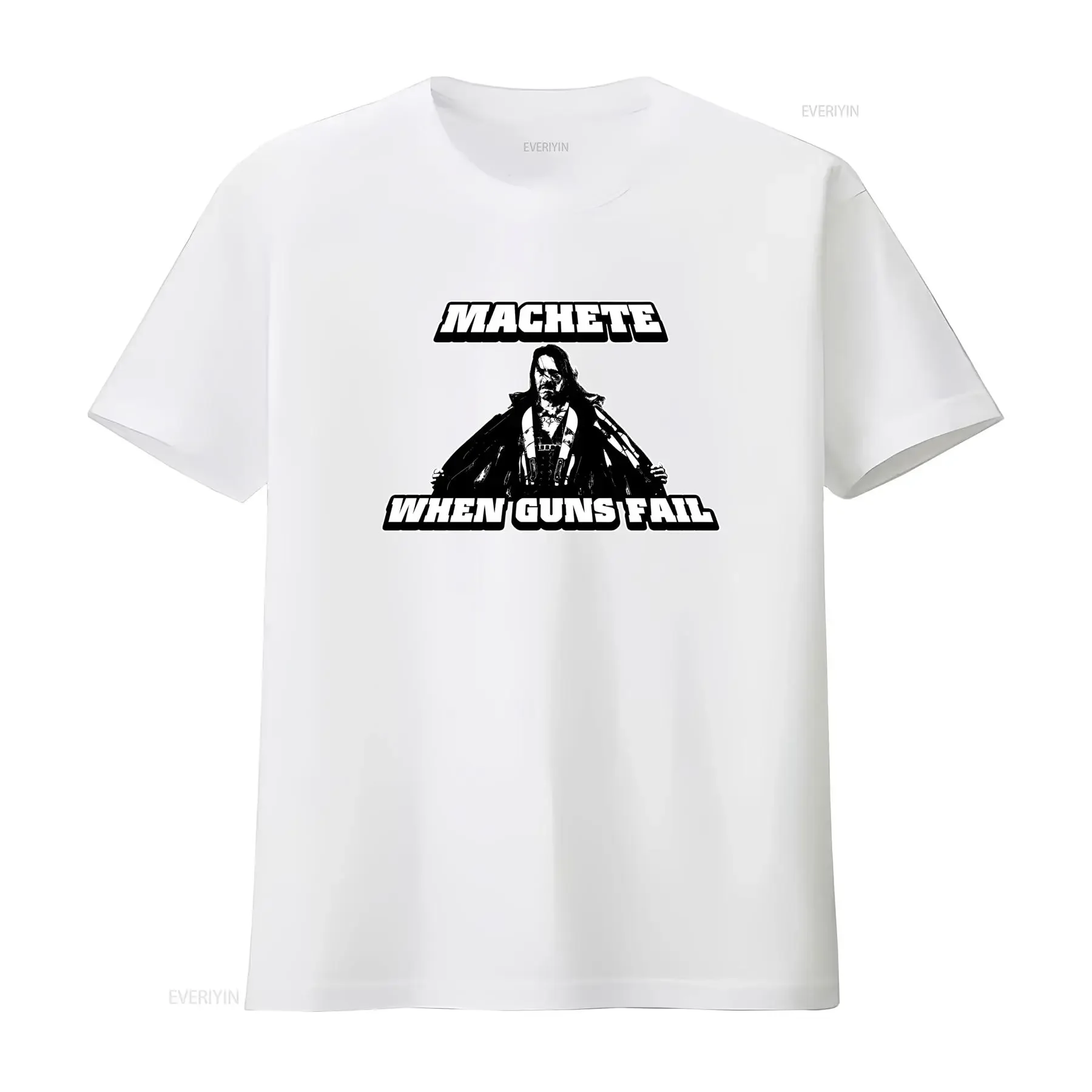 Machete When Guns Fail Danny Trejo Tarantino Cult Movie T Shirt All Sizes NEW vintage Washed Unisex Breathable graphic homme view 3