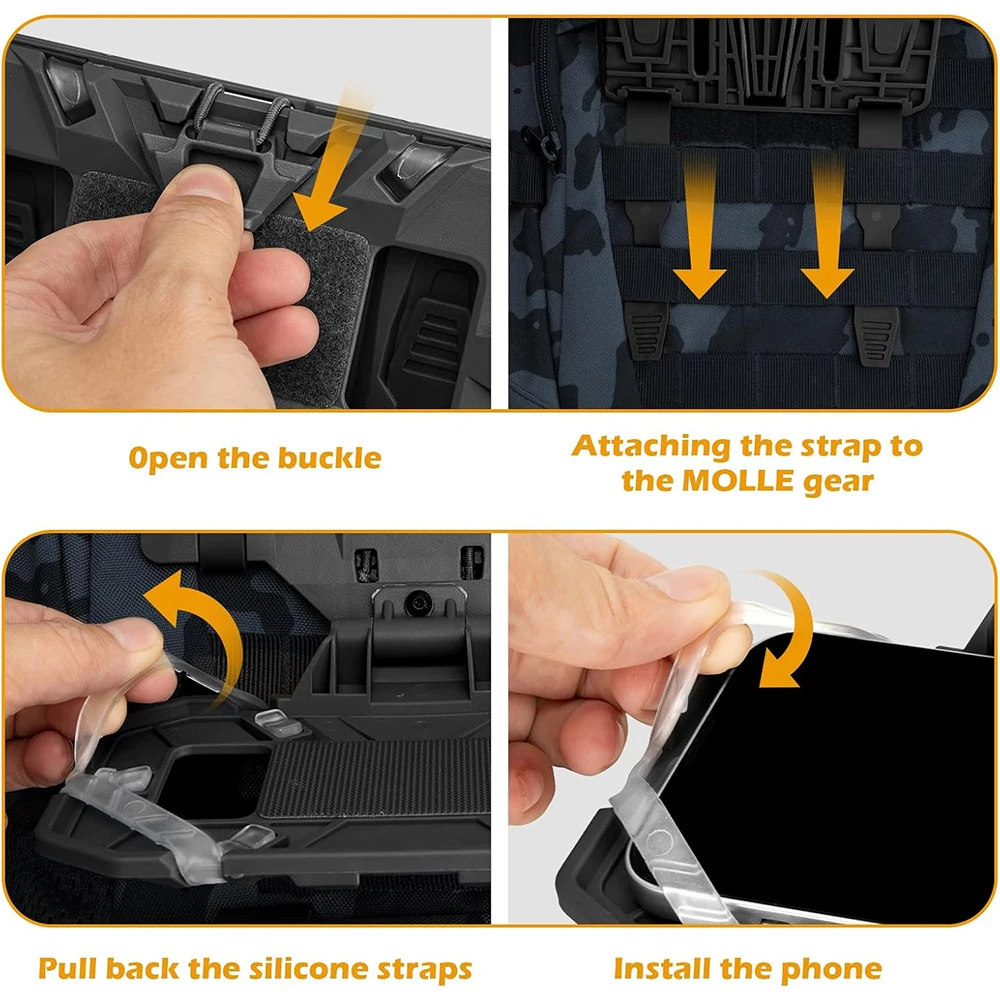 Imagem -06 - Tactical Molle Folding Navigation Board cs Airsoft Mapa Case Painel Admin Suporte do Telefone Móvel para Tamanho da Tela 4.76.7