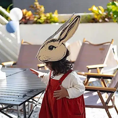 Kids Handmade Rabbit Headband Sen Vintage Forest Animal Headwear DIY Mask Funny Masquerade Party Dress Up Props