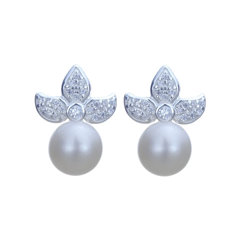 

Natural Freshwater Pearl Stud Earrings Real 925 Sterling Sliver Earring Cultured White Pearl for Women Earring Jewelry Wholesale