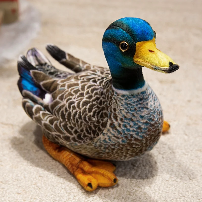 Simulation Amusing Colorful Parrot Mallard Plush Toys Stuffed Lifelike Bird Wild Duck Doll Cute Desktop Companion Children Game