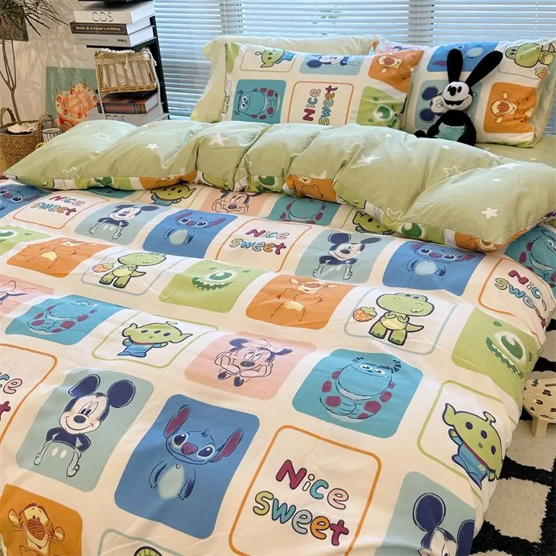 Imagem -02 - Disney Cartoon Bedding Grupo Mickey Mouse Stitch Duvet Cover Fronha de Roupa de Cama Toy Story Confortável Bed Grupo Monstro Rainha Rei