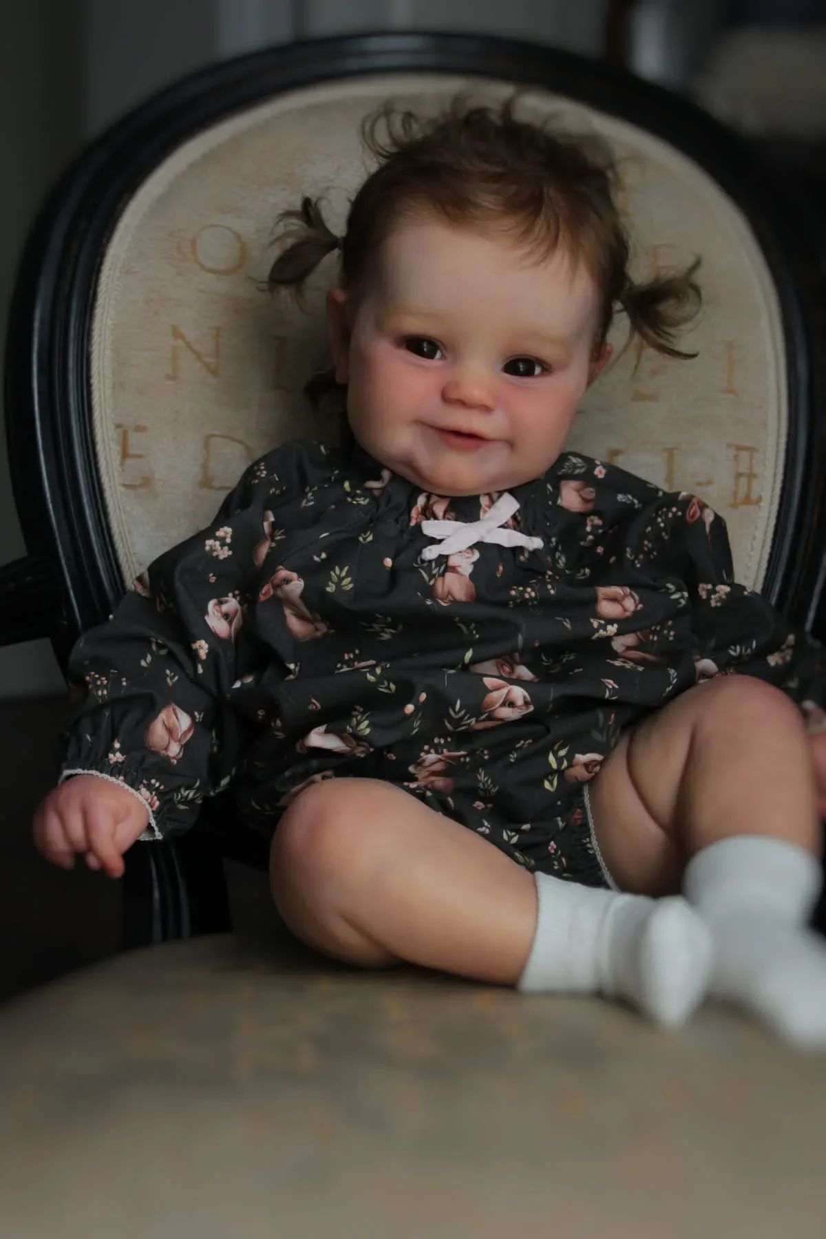 

24Inch Maddie Soft Cloth Body Lifelike Toddler Newborn Reborn Baby Doll 3D Skin with Visible Veins Hand-Rooted Hair