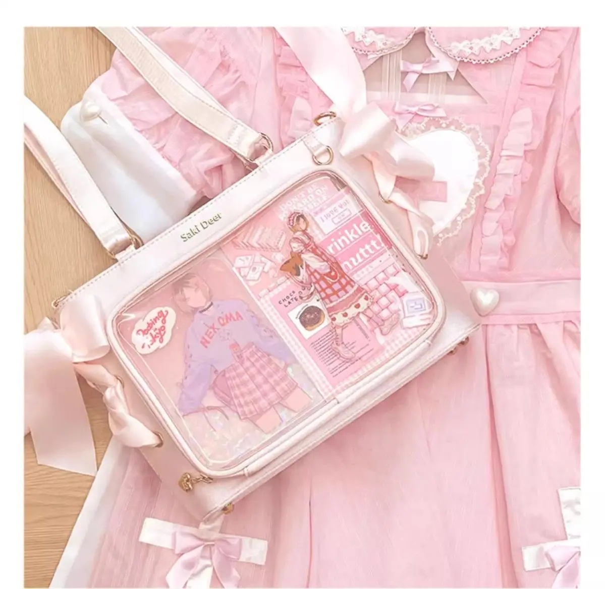 

Shoulder Crossbody Bags Jk Commuter Chain Design Pink Transparent Itabag Bolsos Handbags Girl Tote Messenger Bags