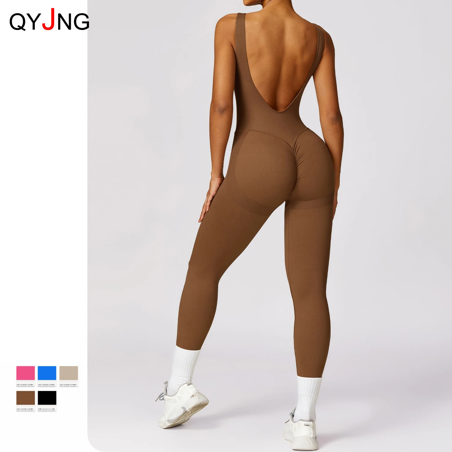 

Спортивные комбинезоны с открытой спиной, соблазнительные слитные женские комбинезоны с эффектом ягодиц, одежда для йоги, бесшовные спортивные комбинезоны для фитнеса и танцев, черные