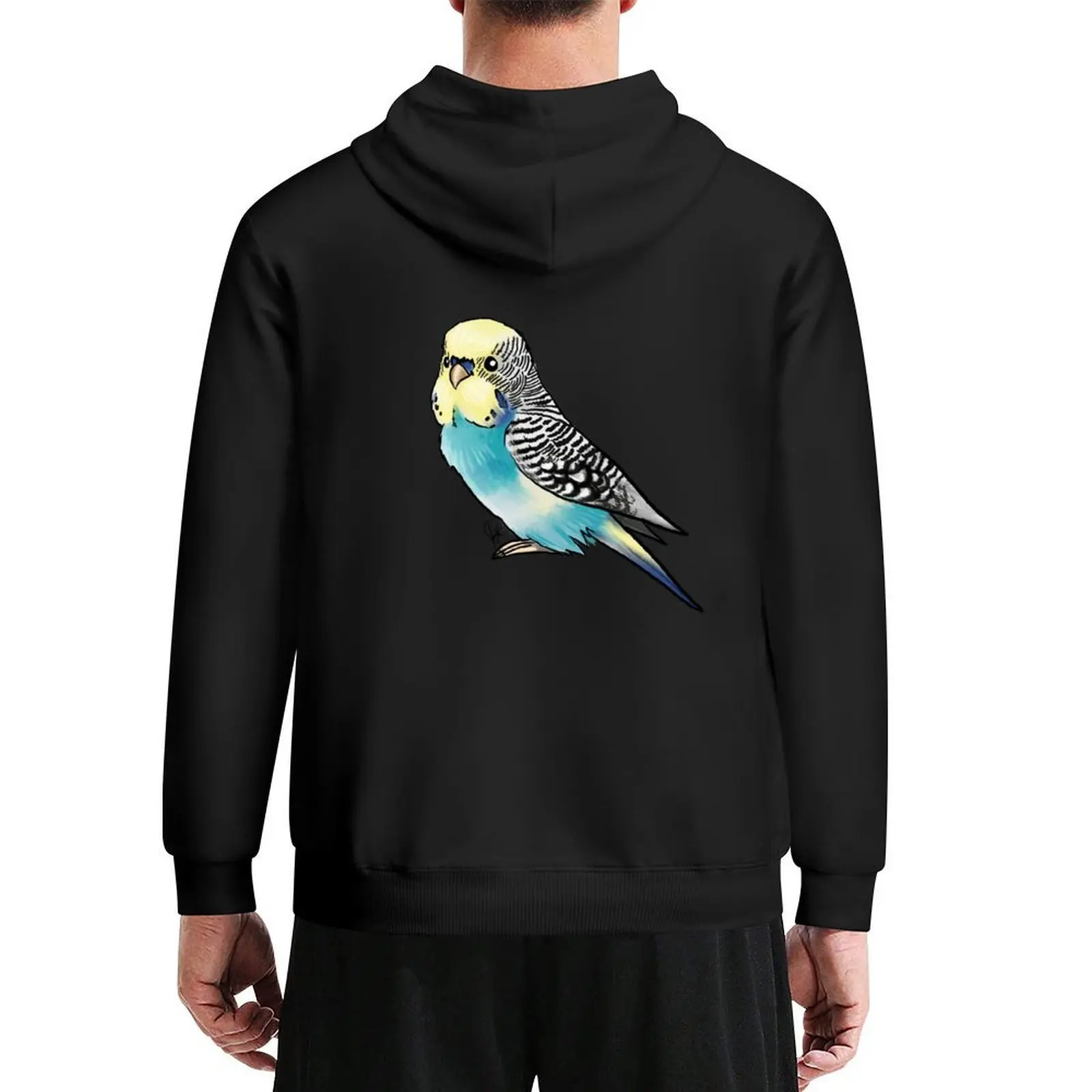 Sudadera con capucha de periquito Budgie azul de cara amarilla, ropa para hombre, ropa coreana, chaqueta de otoño para hombre, novedad de otoño en sudaderas con capucha y sudadera