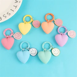 Sweet Love Heart Smile Face Keychain Candy Color Resin Key Ring for Women Girl Bag Airpods Box Car Phone Accessorie Jewelry Gift