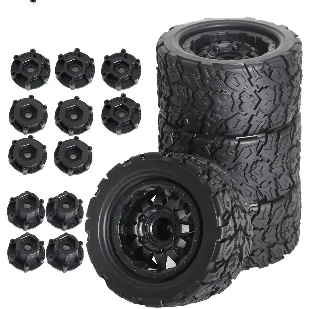 4pcs 1:10 RC Universal Tyres For Tamiya HPI Kyosho Arrma 1/10 Trucks Tyres Accessory RC Car 12-14mm Adaptor Plastic Tire Replace