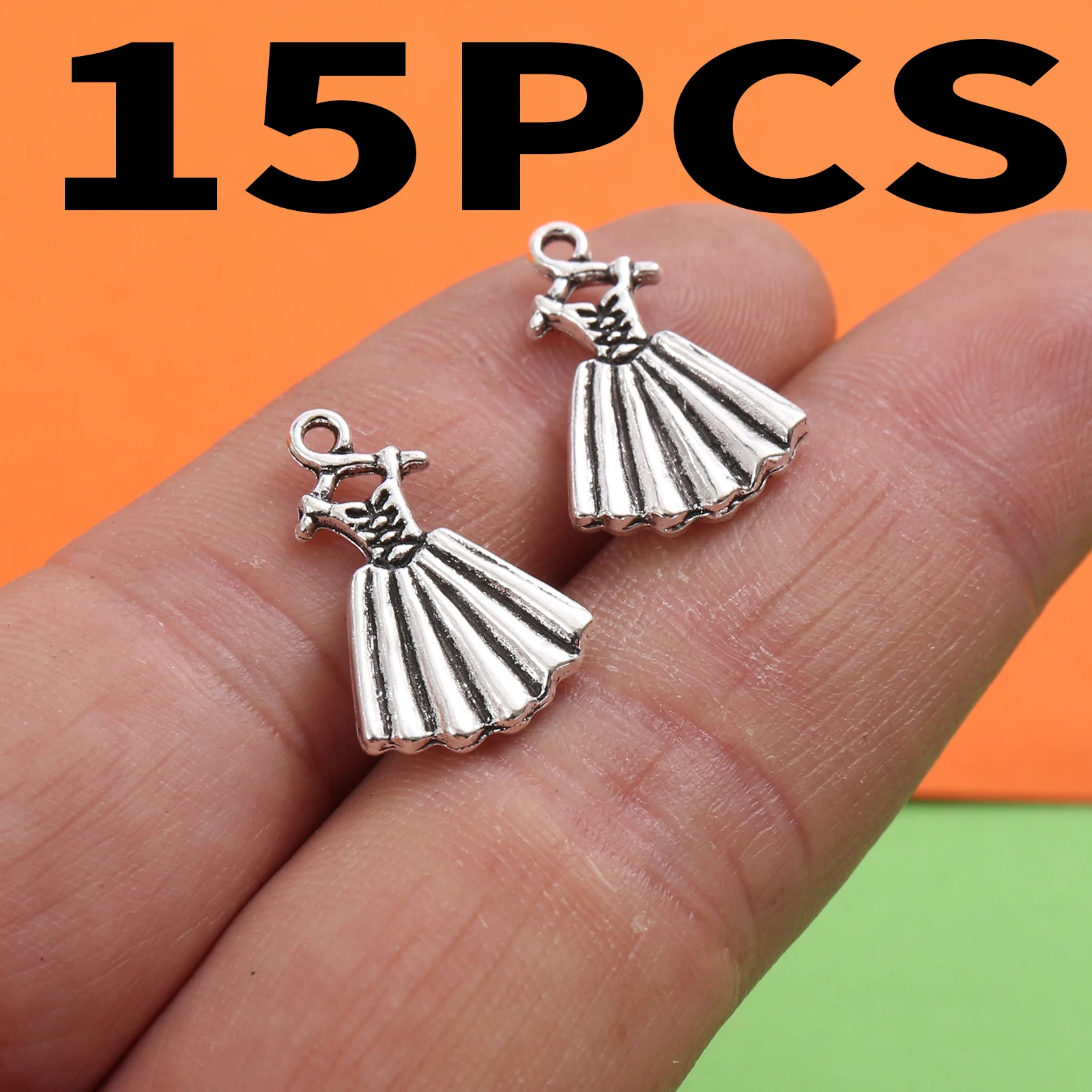15-Piece Set of Skirt Charms, Vintage Distressed Suspender Dress Mini Skirt Pendants, Suitable for DIY Bracelets, Necklaces, Earrings, and Elegant Clothing Handmade Beaded Jewelry Accessories