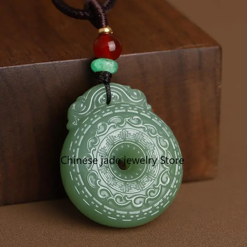Genuine Hetian safety buckle pendant Qinghai material Huaigu round buckle pendant men's and women's pendant