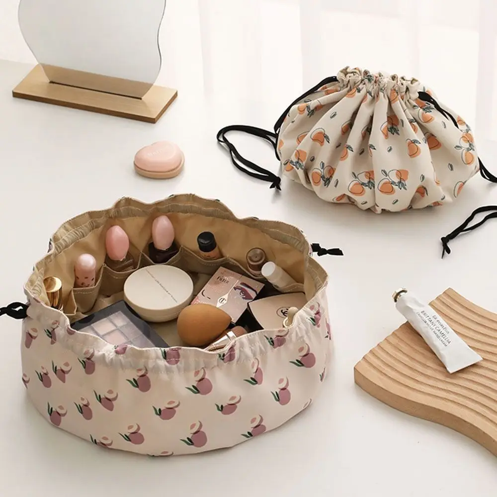 

Large Capacity Drawstring Makeup Bag Waterproof Fruit Print Portable Skincare Organizer Drawstring Leak-proof Cosmetic Bag