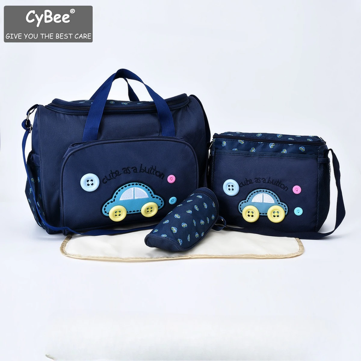 

Wholesale Fashion Multifunctional Mommy Bag Four Piece Set Oxford Fabric Cartoon Car Diagonal Cross Mommy Bag Wholesale