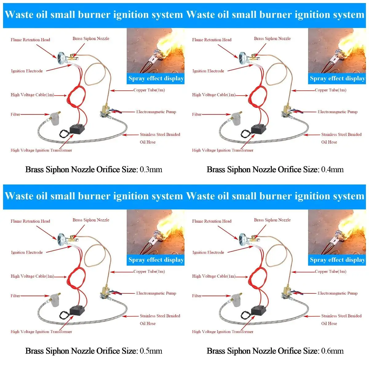 High Quality Complete Oil Burner System Flame Rings Ceramic Ignition Needle Waste Oil Nozzle Heavy-Duty Waste Oil Burner System