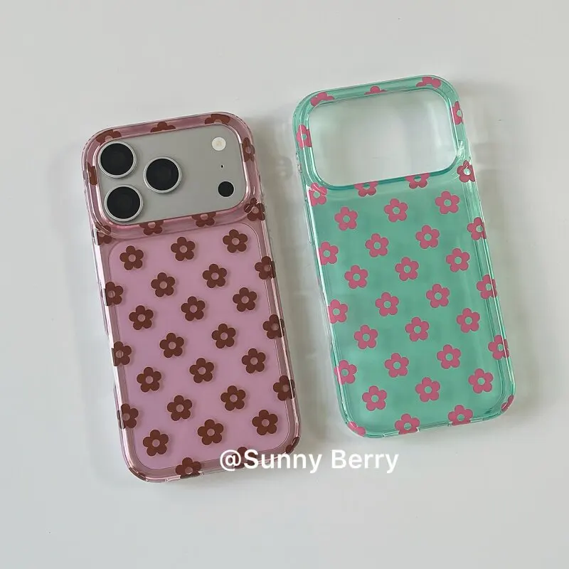 Coque de téléphone coréenne tendance avec des fleurs colorées pour l'été, compatible avec iPhone 18 17 Air 16 15 14 13 12 11 Pro 16 Plus Mini Y2K. ﻿