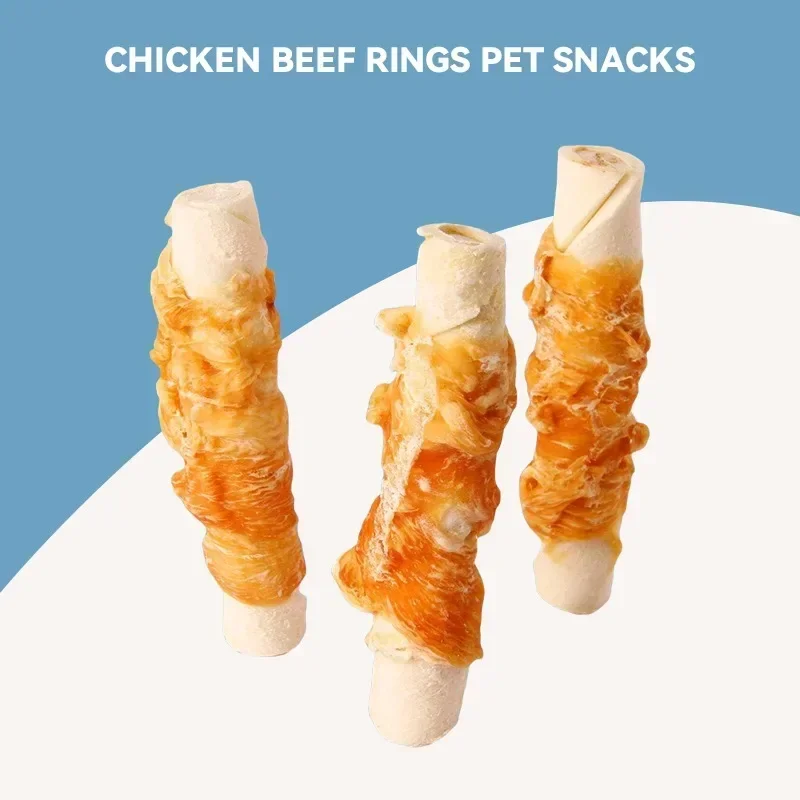 Dog Snacks 160g Chicken Meat Jerky Cowhide Sticks Supplement Calcium Nutritive Molar Teeth Sticks Pet Training Incentives Food