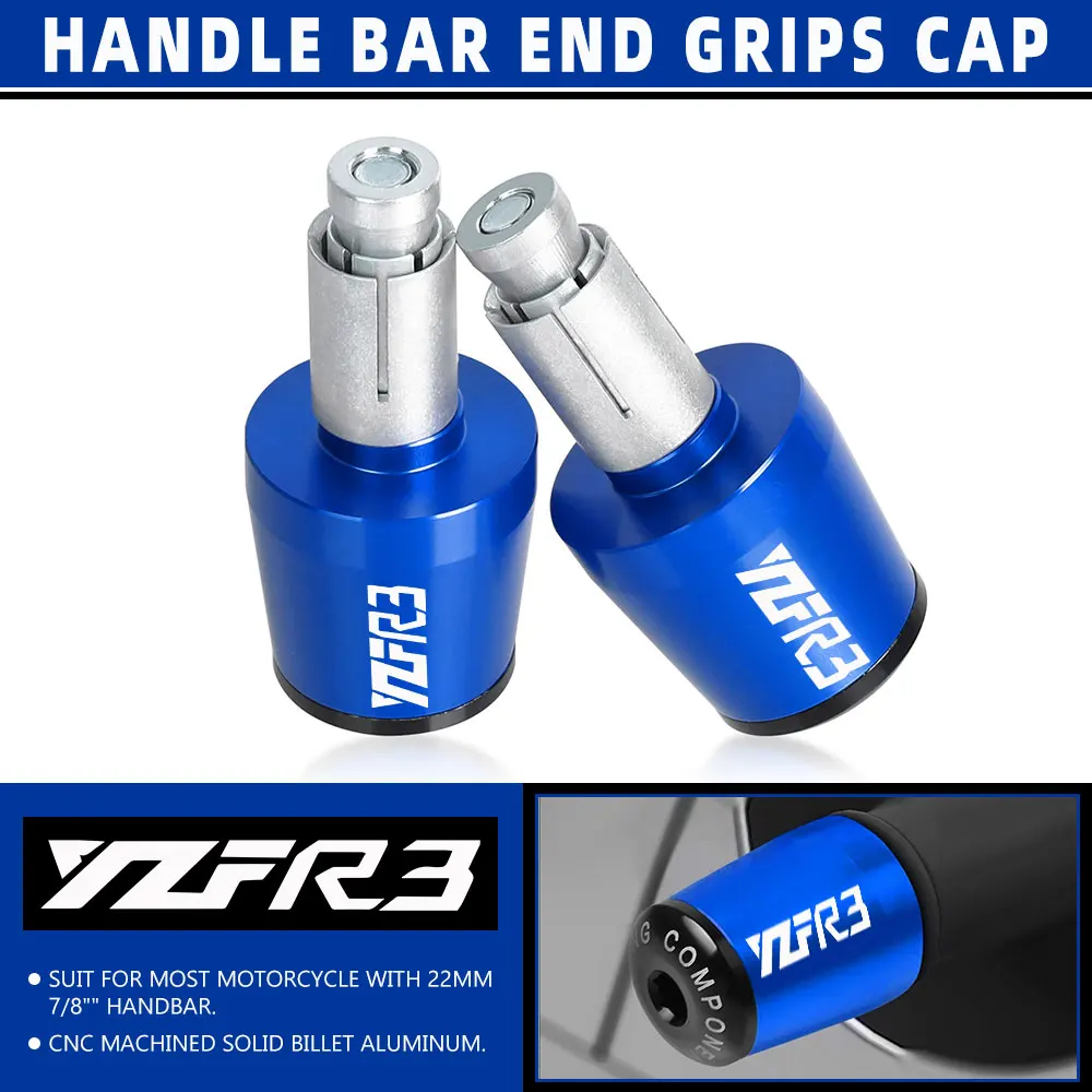 

22MM Motorcycle Handle Bar Ends For YAMAHA YZFR3 YZF-R3 2019 2020 2021 2022 2023 Handlebar Grips Cap Anti Vibration Silder Plugs