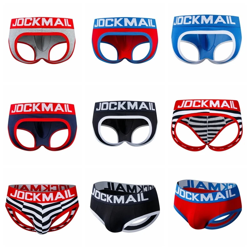 JOCKMAIL Sexy Men Underwear BOTTOMLESS Briefs Men Thong G-strings Tanga Short Underpants Gay Male Underwear Open Backless Crotch