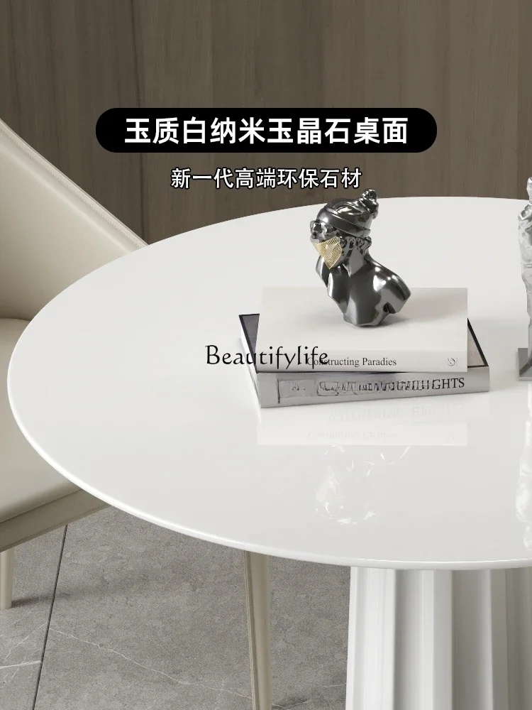 

yj5Italian Simple Luxury Jade Stone Modern Light Luxury High-End Small round Table Household