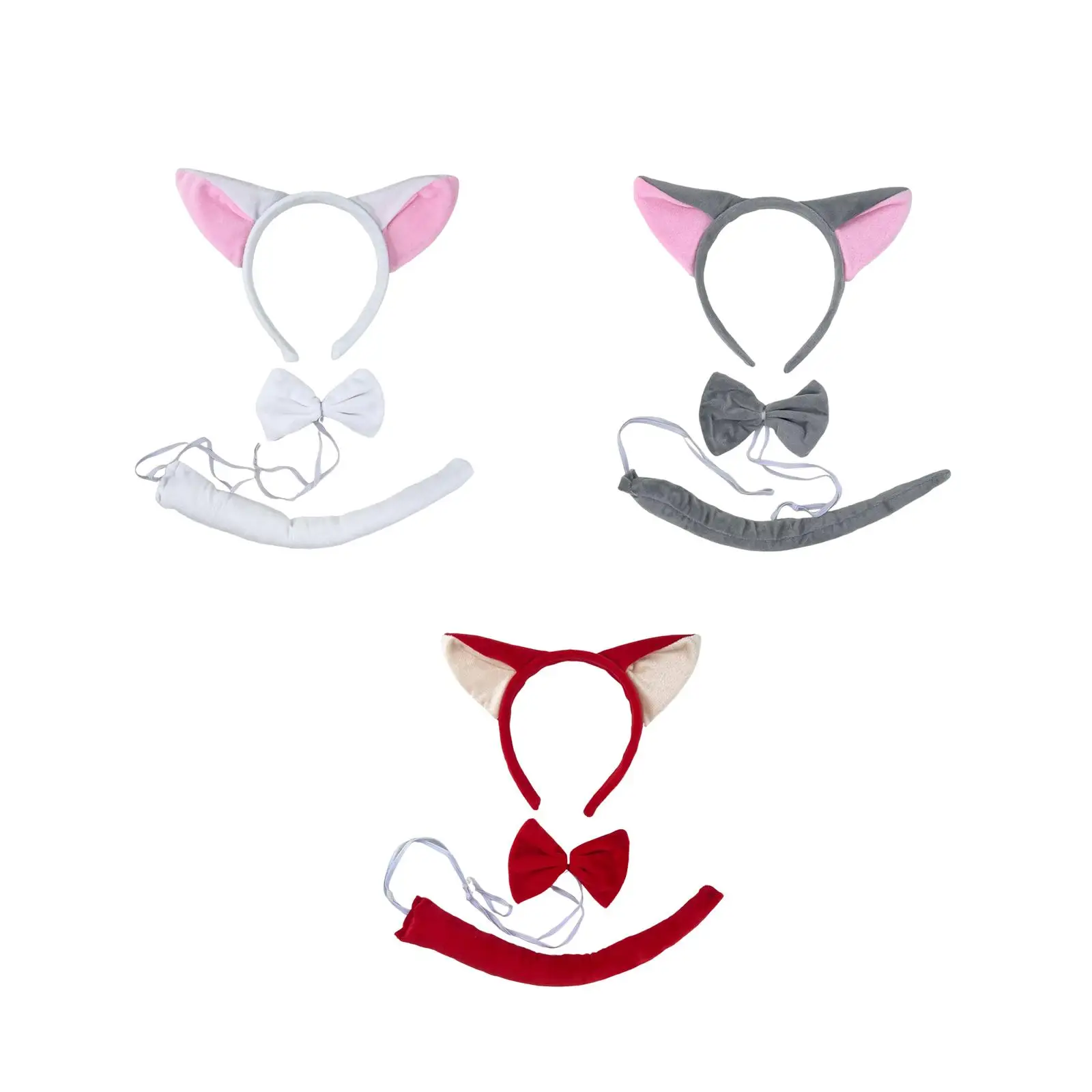 Fuchsohren und Schwanz-Set für Damen und Mädchen für Maskerade, Geburtstag, Karneval