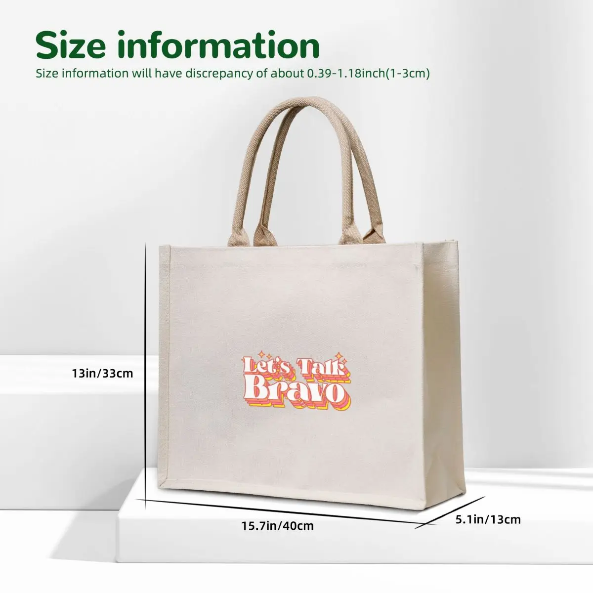 Let'sTalk Bravo Tote Bag حقائب قماشية مخصصة لحقيبة التسوق وحقائب اليد القابلة للطي