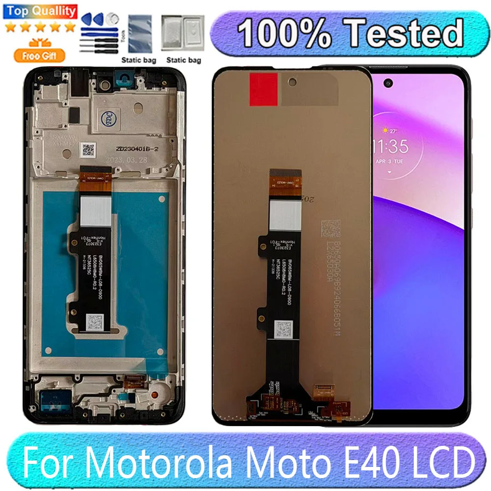 

6.5" LCD Display Touch Digitizer Assembly With Frame Replacement Parts For Motorola Moto E40 Complete Screen Repair Accessory