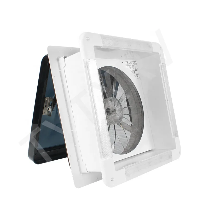 Ventilador de ventilação de teto RV com controle remoto elétrico de 12V e 16 polegadas com diodo emissor de luz e sensor de chuva