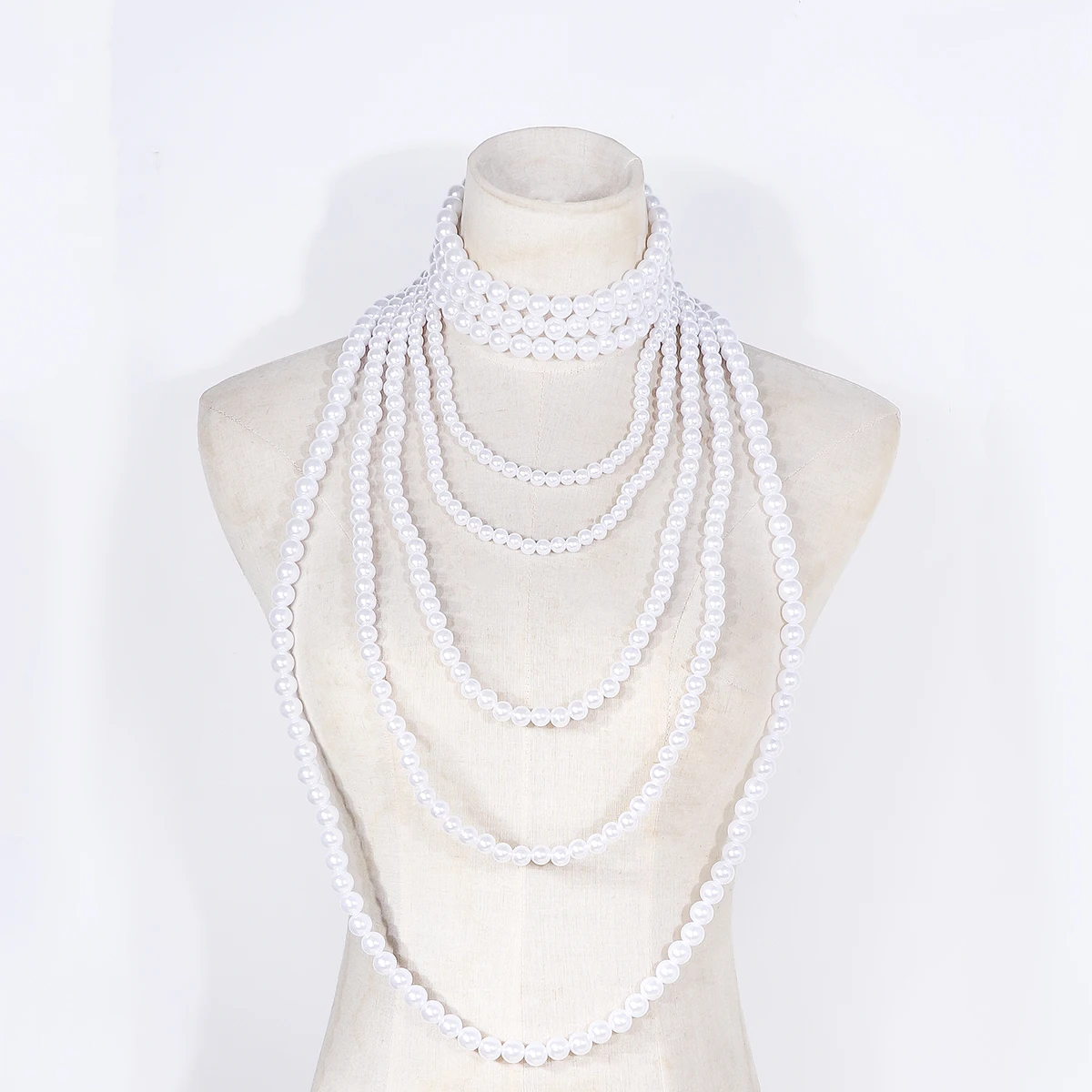 ZAA Imitation Pearl Necklace Multilayer Pearls Chains Tassel Choker Necklace for Women Luxury Wedding Jewelry Accessories