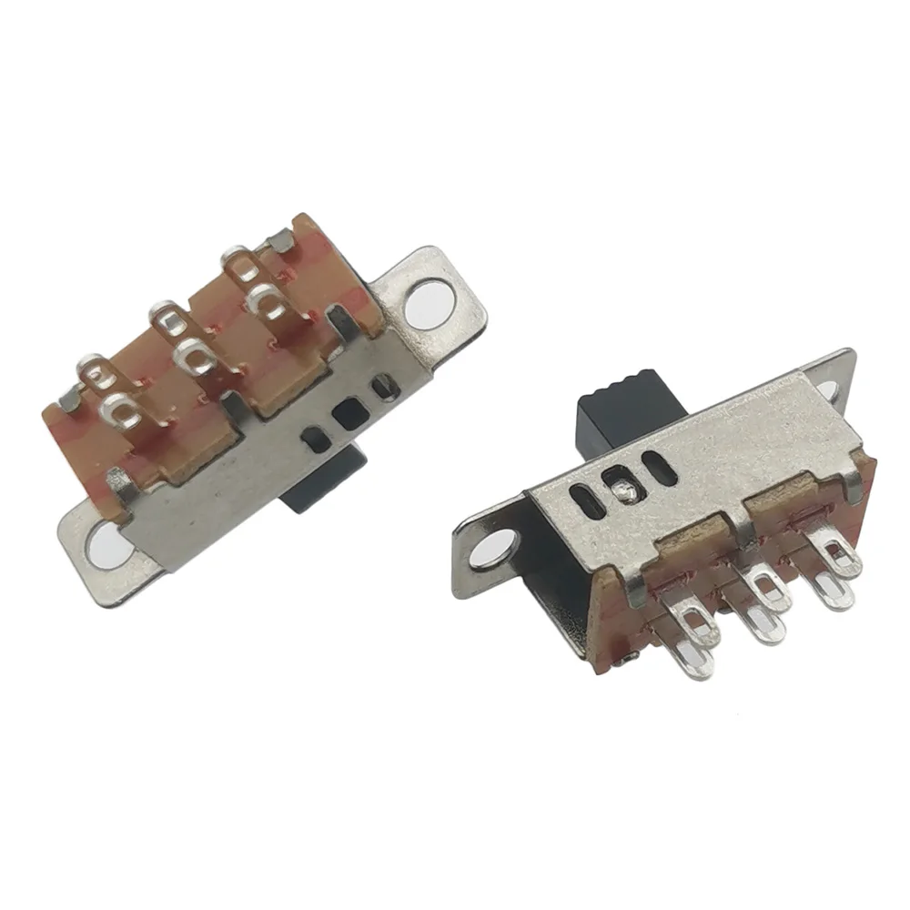 10pcs On-Off 3 Position 6P PCB Panel Slide Switch Panel Mount Vertical Slide Switch 6 Pin Toggle Switch Handle High 5mm