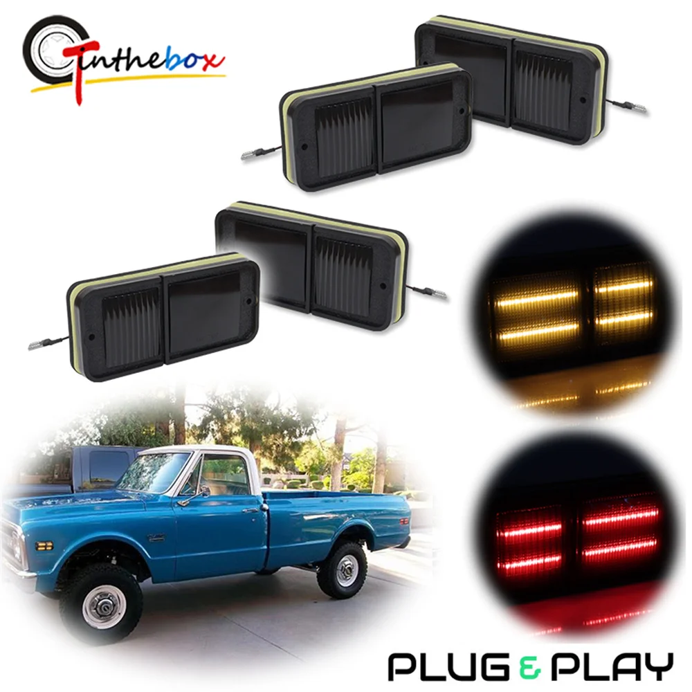 Car Front / Rear Fender Side Marker Turn Signal Lights For Chevrolet & GMC C/K Trucks & Suburban 1968-1972 LED Parking Lights